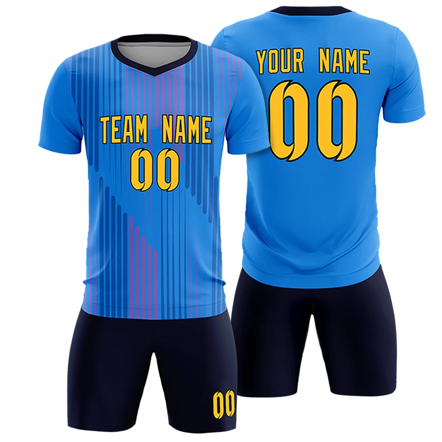 Custom Powder Blue Navy Soft Training Uniform Soccer Sets Jersey