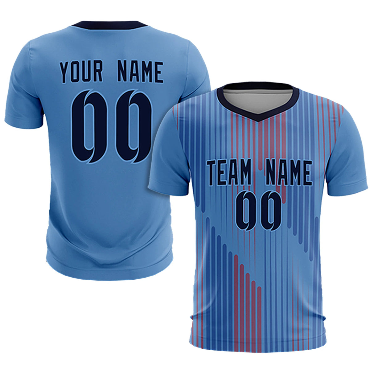 Custom Light Blue Navy Soft Training Uniform Soccer Sets Jersey