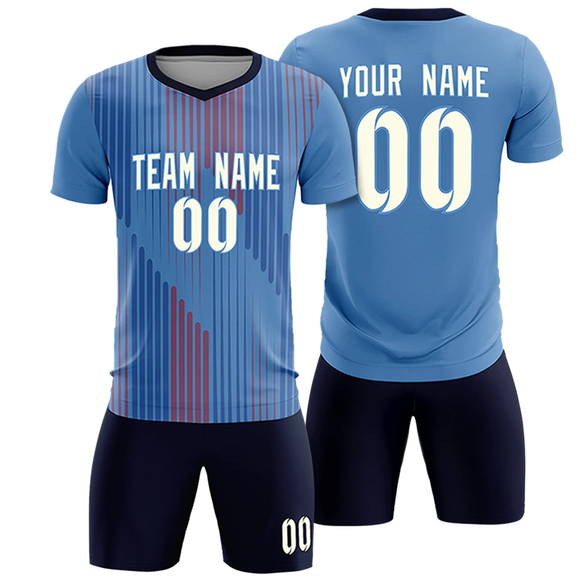 Custom Light Blue Navy Soft Training Uniform Soccer Sets Jersey