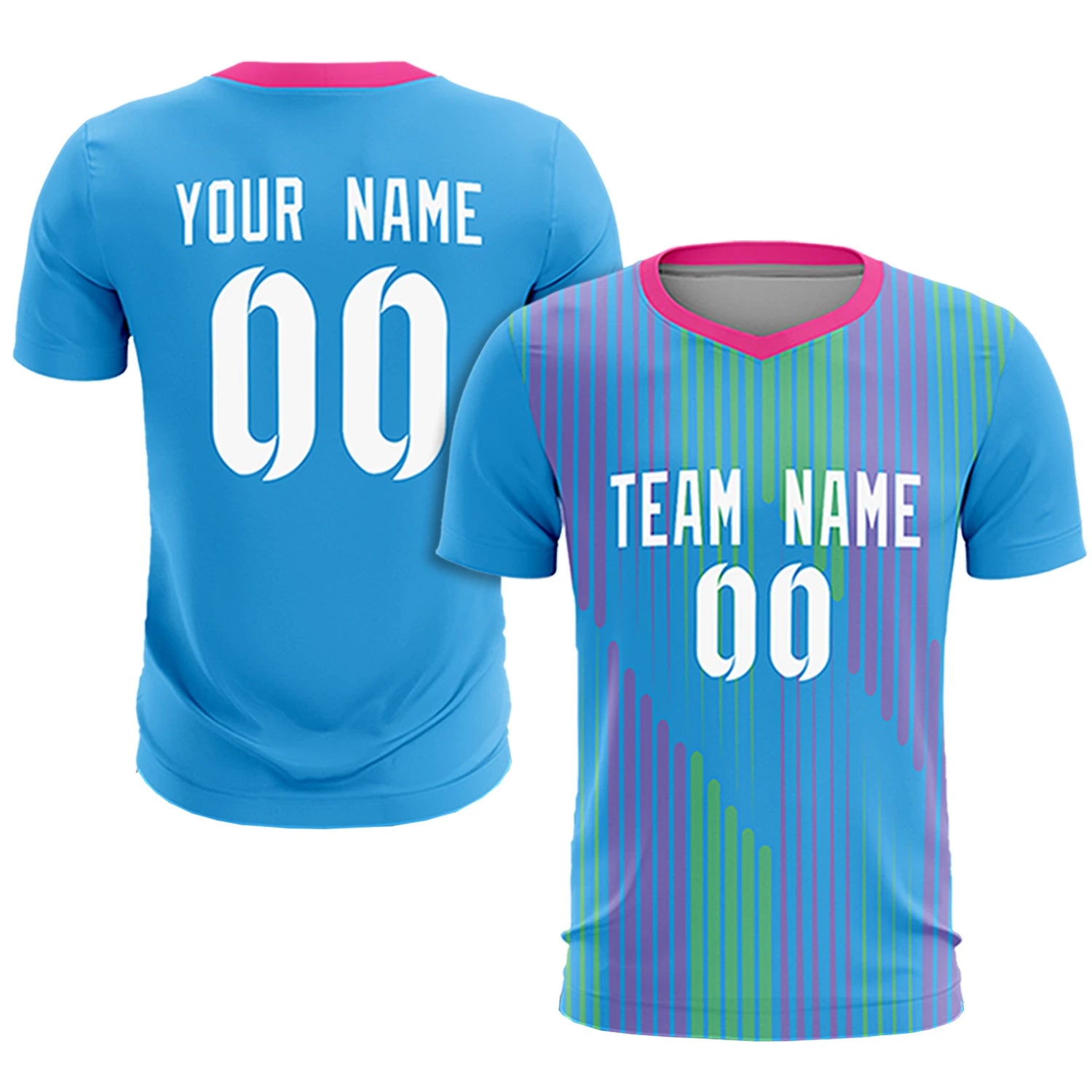 Custom Powder Blue Pink Soft Training Uniform Soccer Sets Jersey