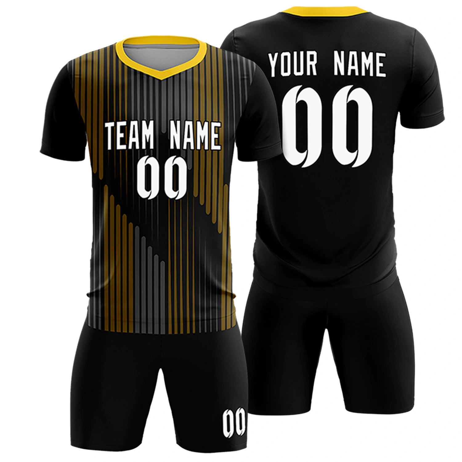 Custom Black Gold01 Soft Training Uniform Soccer Sets Jersey