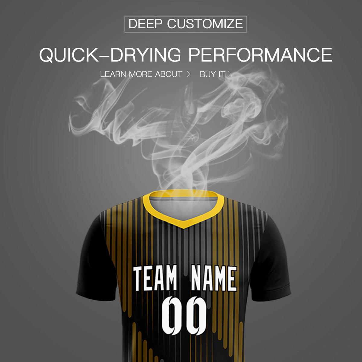 Custom Black Gold01 Soft Training Uniform Soccer Sets Jersey