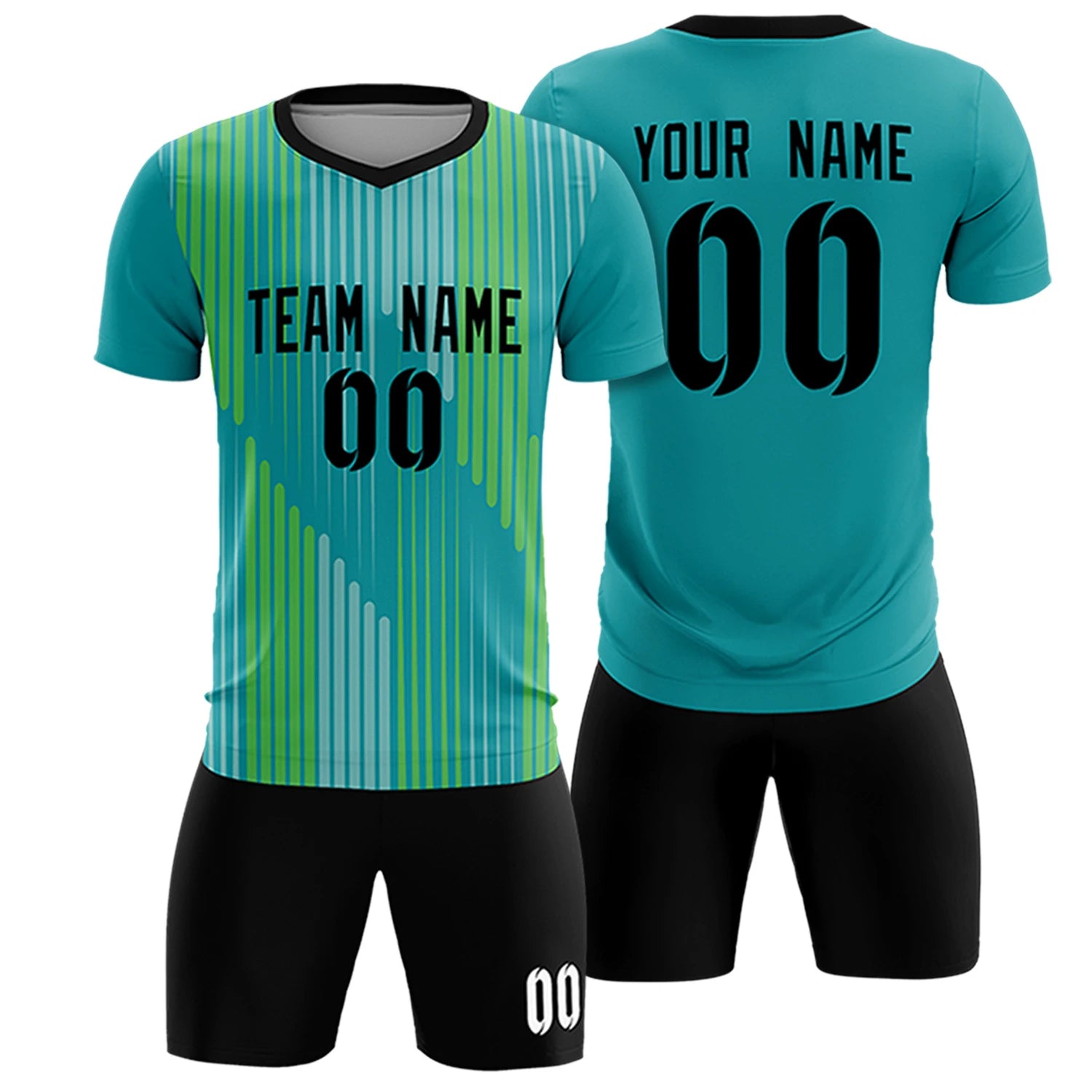 Custom Bright Green Black Soft Training Uniform Soccer Sets Jersey