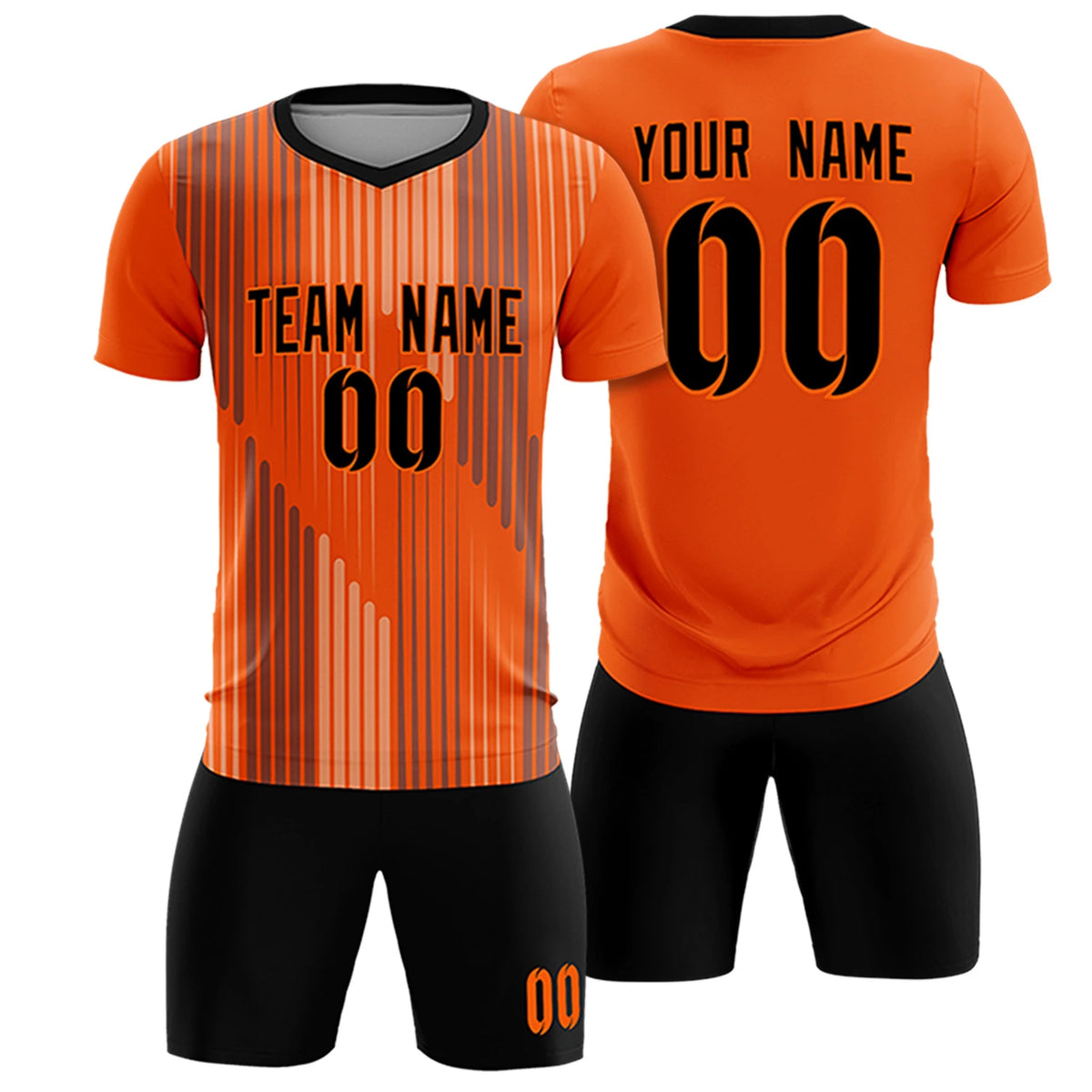 Custom Orange Black Soft Training Uniform Soccer Sets Jersey