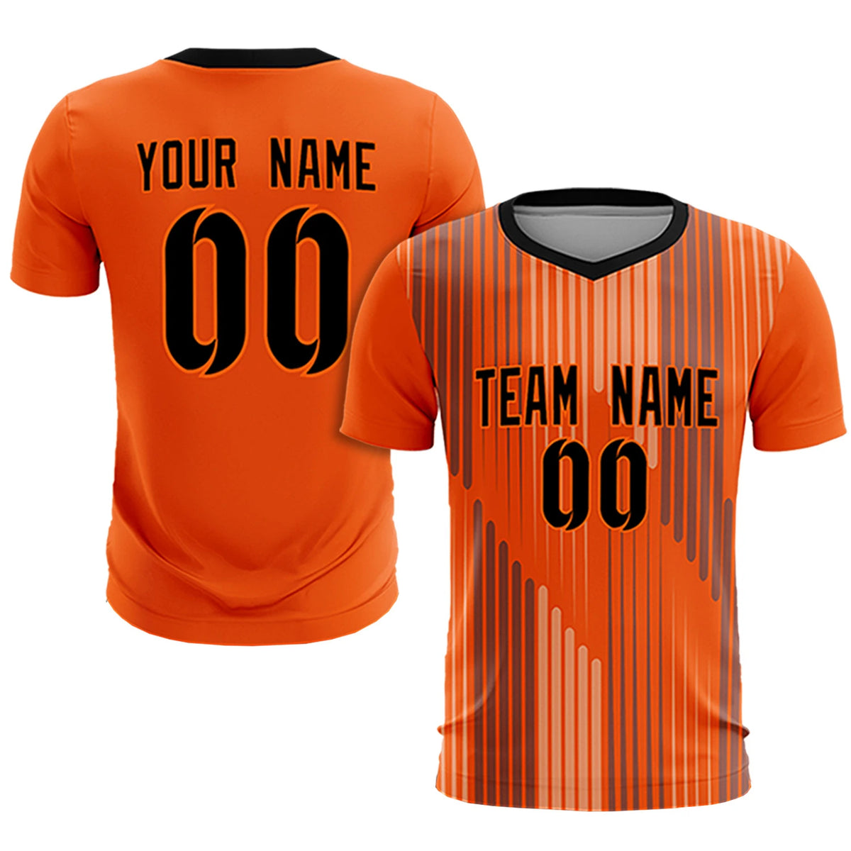 Custom Orange Black Soft Training Uniform Soccer Sets Jersey