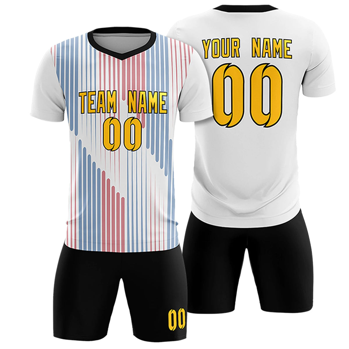 Custom White Black Soft Training Uniform Soccer Sets Jersey