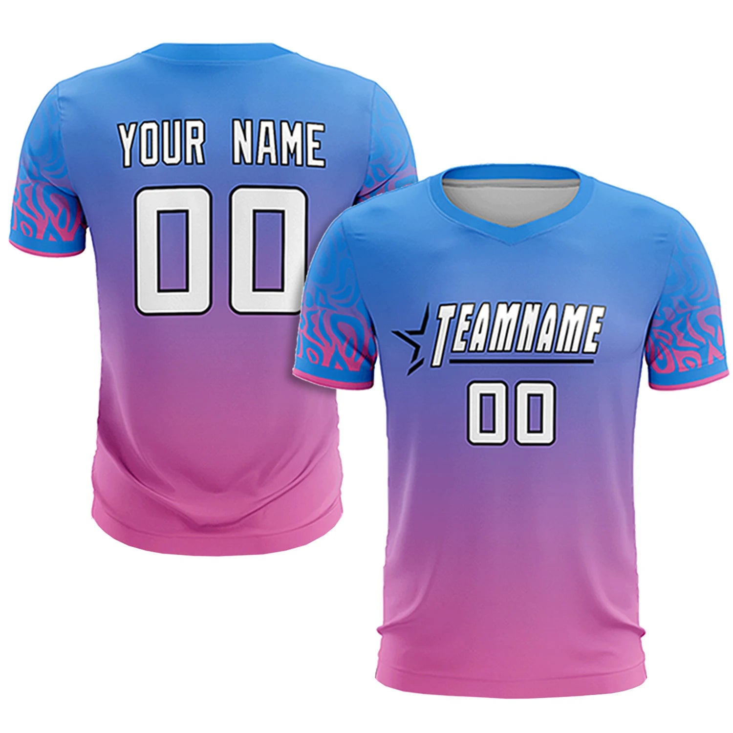Custom Powder Blue Pink Casual Printing Sportswear Soccer Sets Jersey