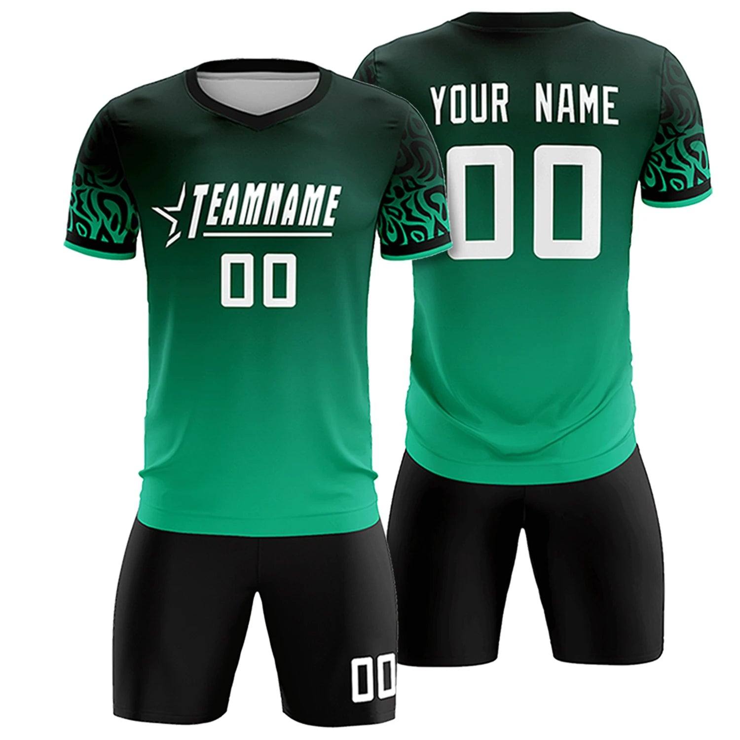 Custom Green Kelly Green Casual Printing Sportswear Soccer Sets Jersey