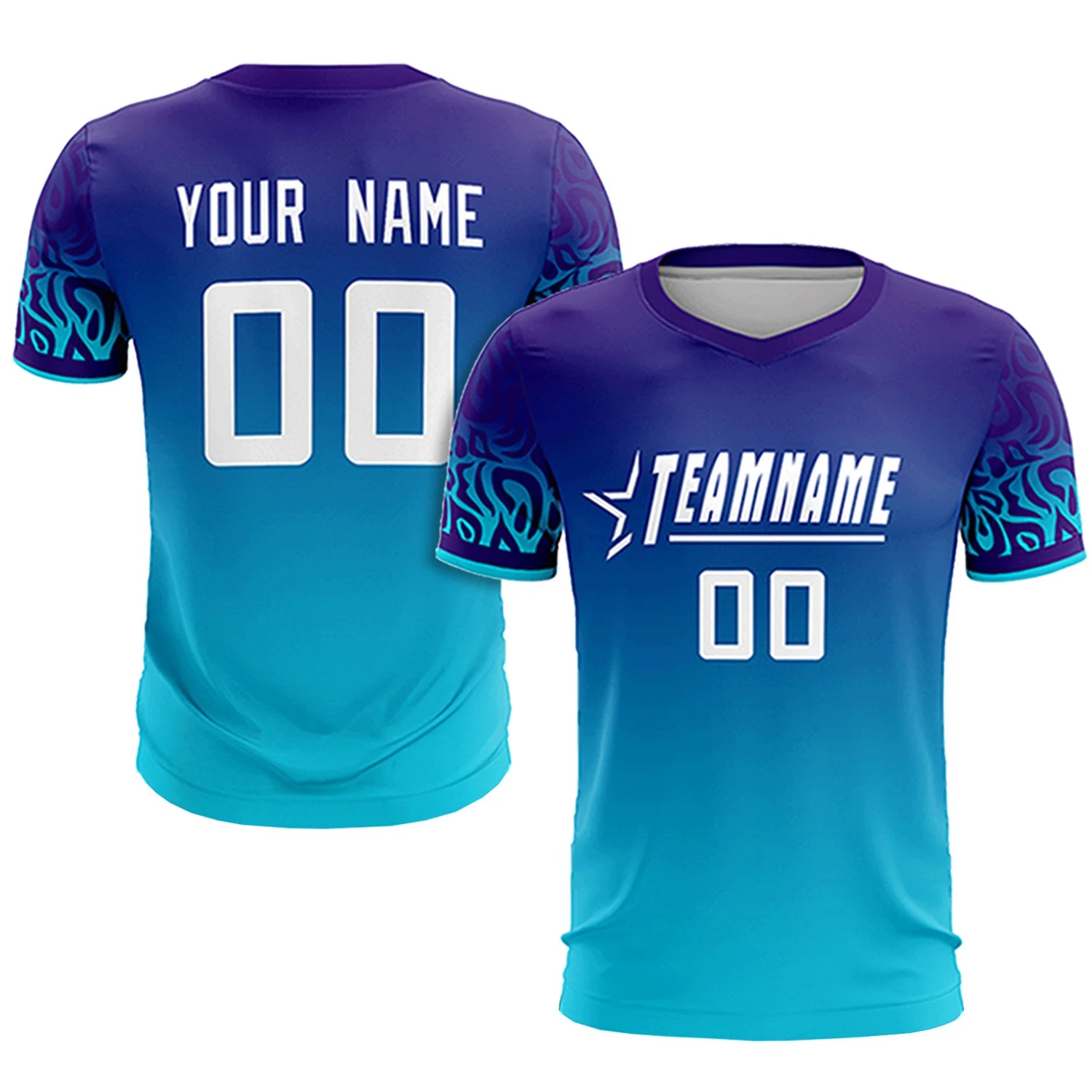 Custom Purple Powder Blue Casual Printing Sportswear Soccer Sets Jersey