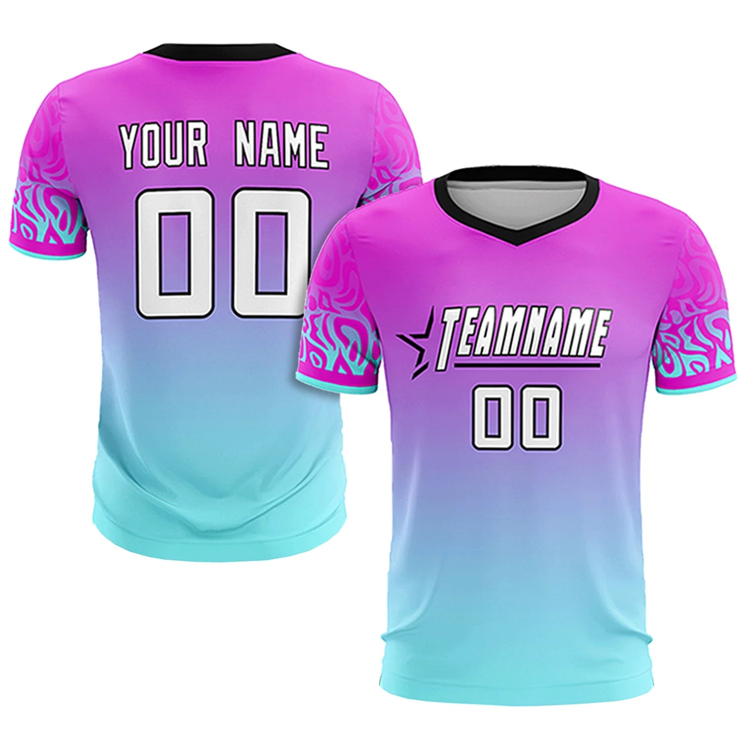 Custom Pink Blue Casual Printing Sportswear Soccer Sets Jersey