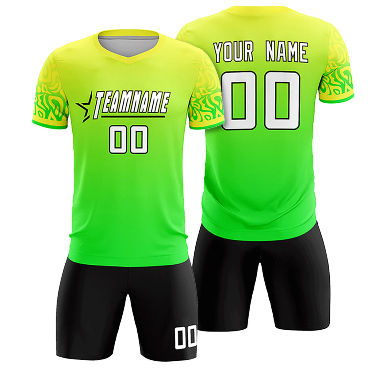 Custom Fluorescent Green Neon Green Casual Printing Sportswear Soccer Sets Jersey