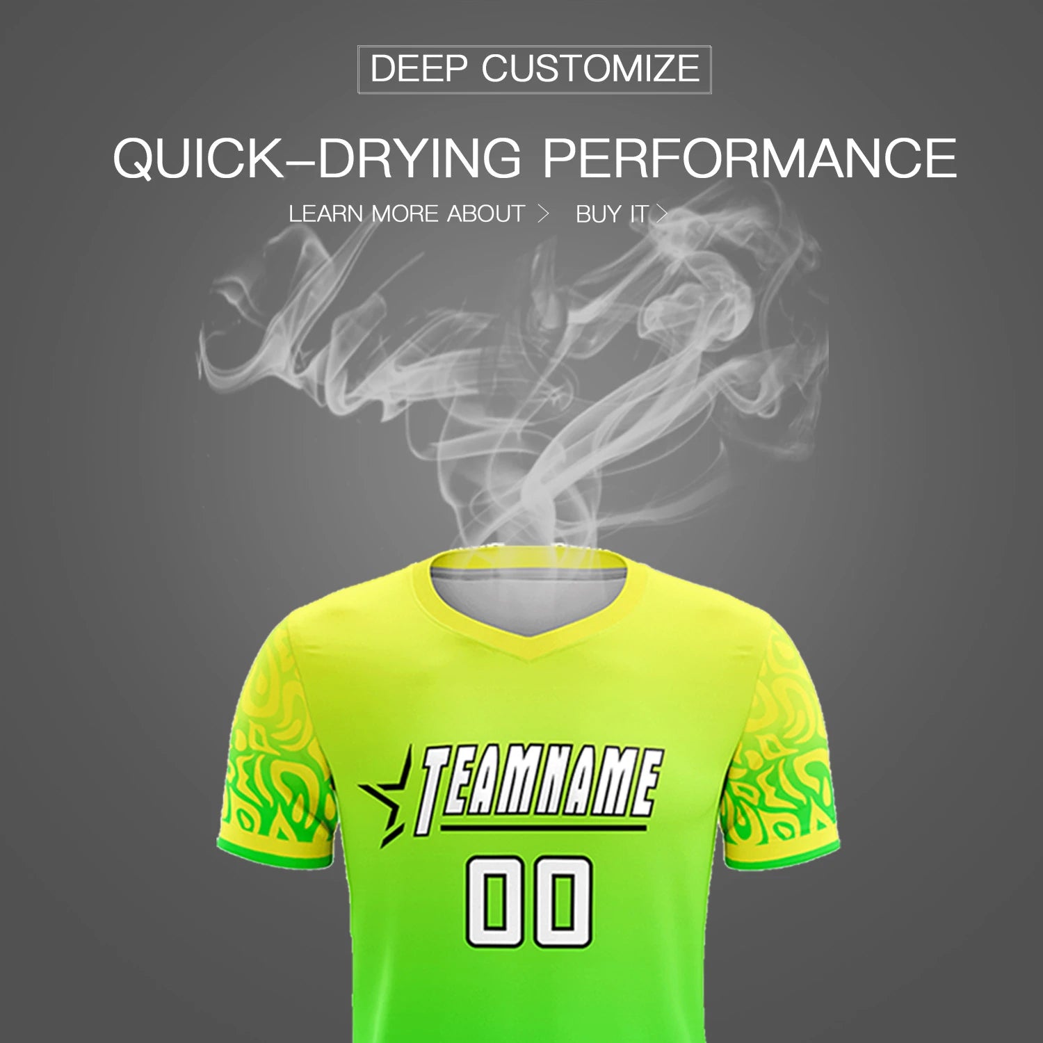 Custom Fluorescent Green Neon Green Casual Printing Sportswear Soccer Sets Jersey