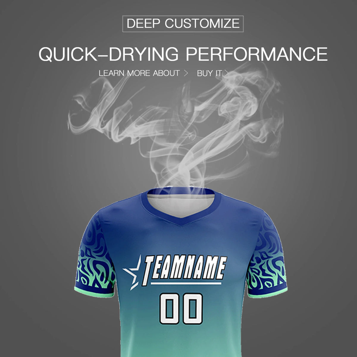 Custom Royal Blue Green Casual Printing Sportswear Soccer Sets Jersey