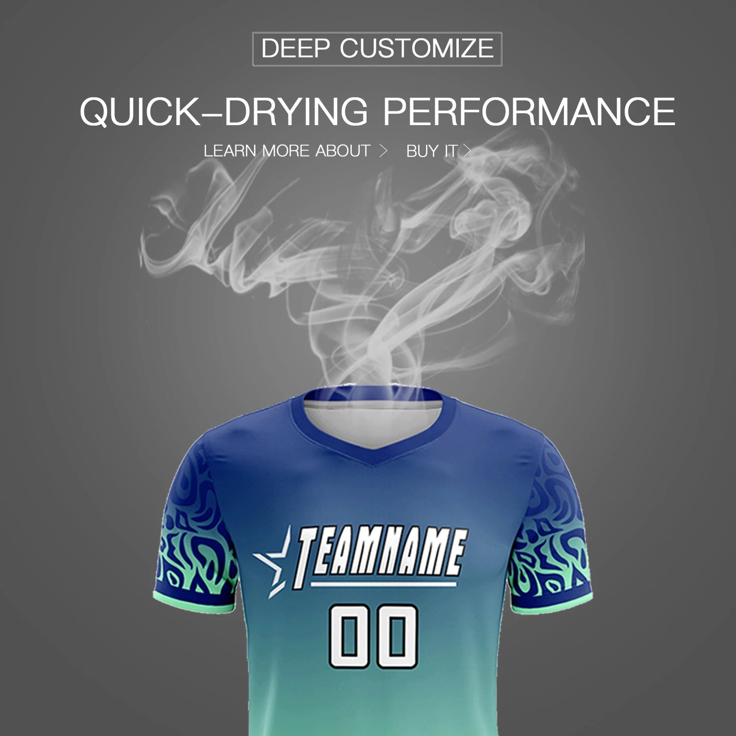 Custom Royal Blue Green Casual Printing Sportswear Soccer Sets Jersey