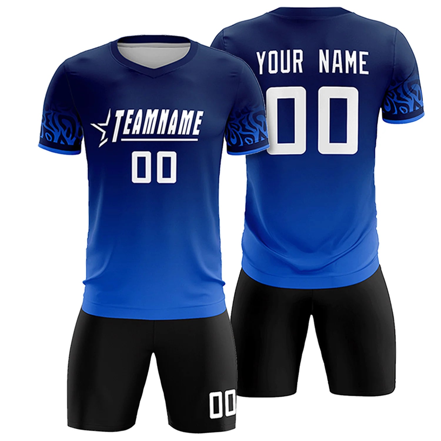 Custom Navy Royal Blue Casual Printing Sportswear Soccer Sets Jersey