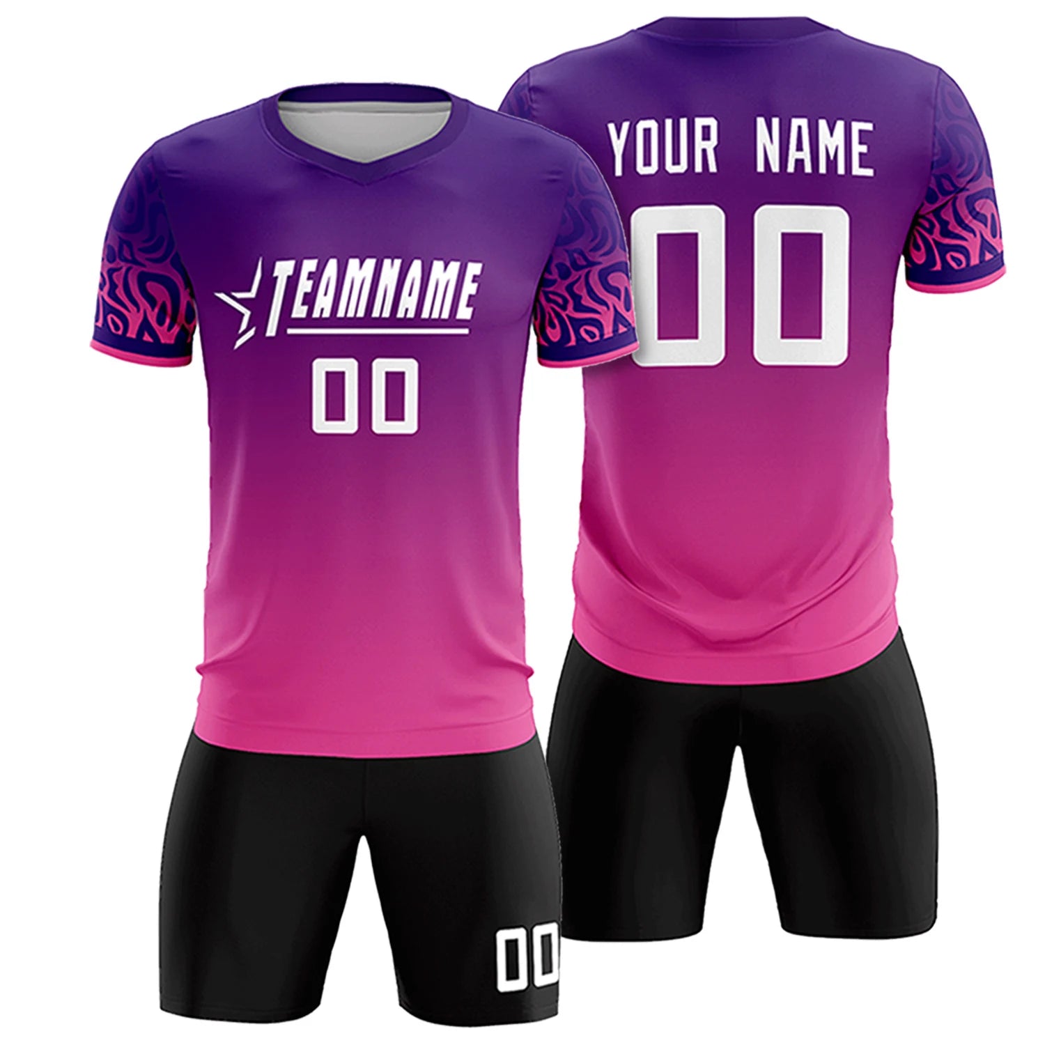 Custom Purple Pink Casual Printing Sportswear Soccer Sets Jersey