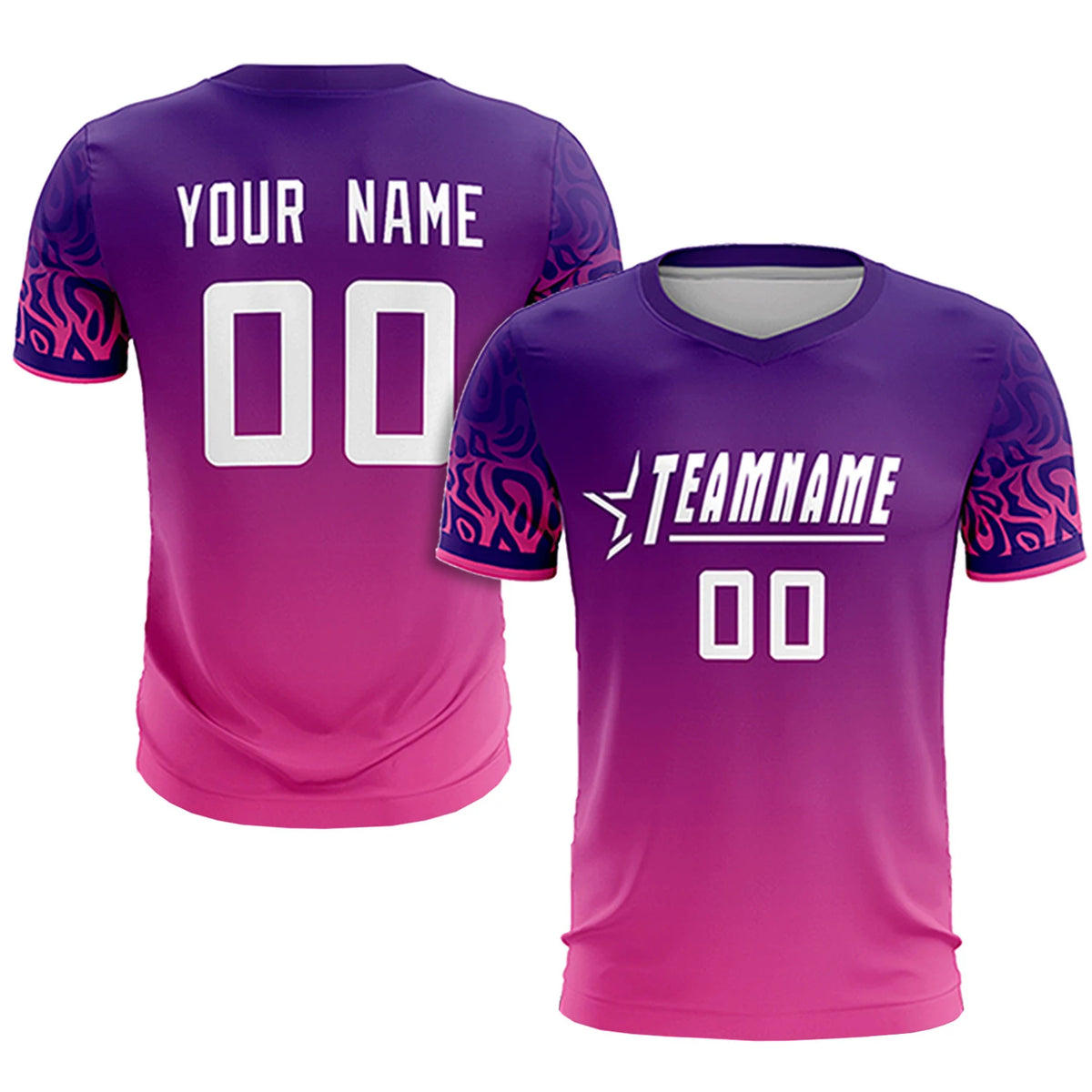 Custom Purple Pink Casual Printing Sportswear Soccer Sets Jersey