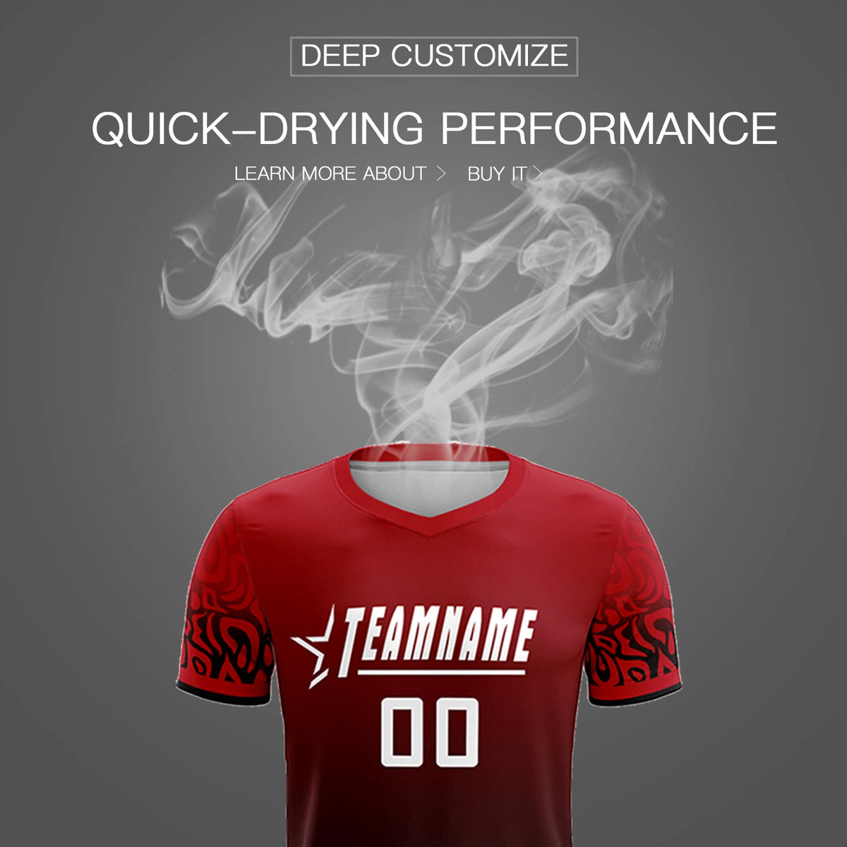 Custom Red Black Casual Printing Sportswear Soccer Sets Jersey