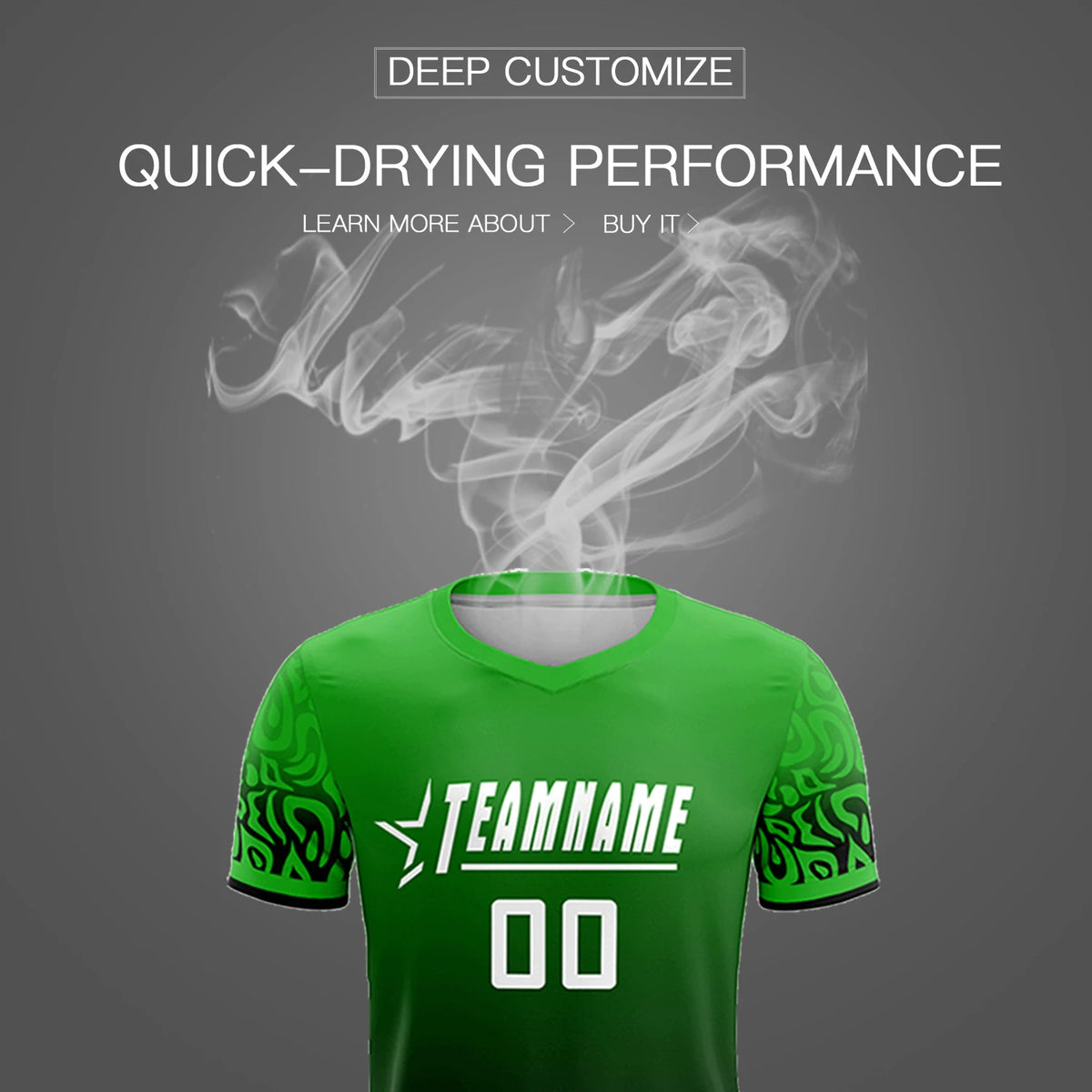 Custom Kelly Green Black Casual Printing Sportswear Soccer Sets Jersey