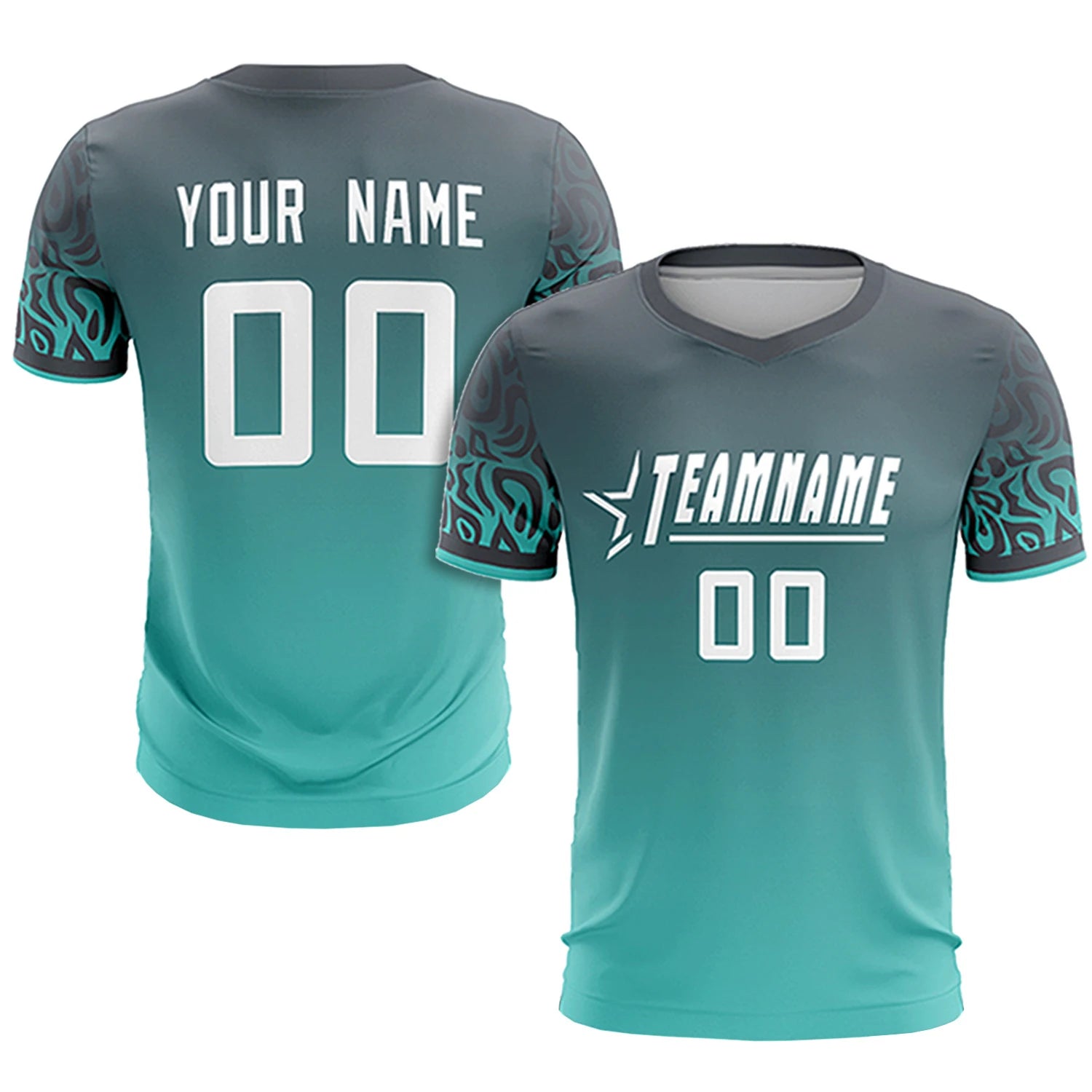 Custom Gray Bright Green Casual Printing Sportswear Soccer Sets Jersey