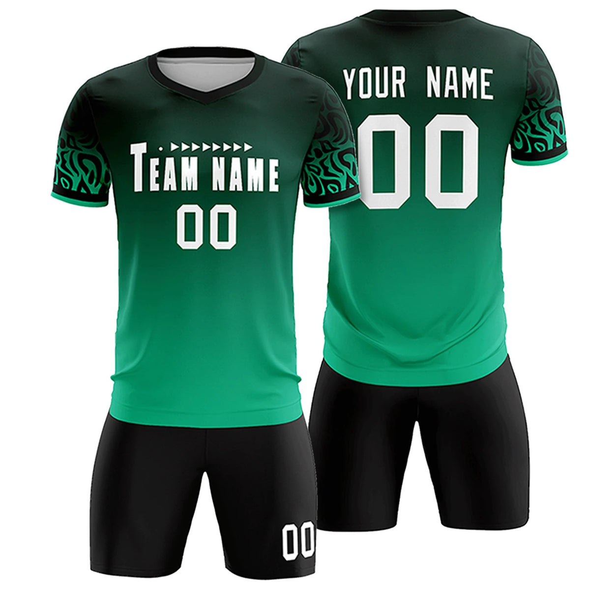 Custom Green Kelly Green Casual Printing Sportswear Soccer Sets Jersey