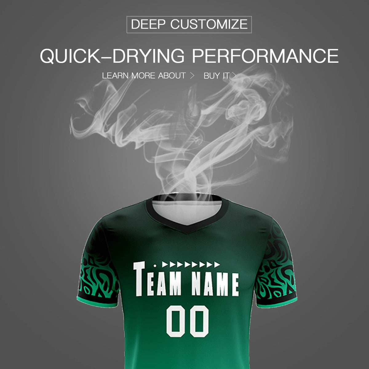 Custom Green Kelly Green Casual Printing Sportswear Soccer Sets Jersey