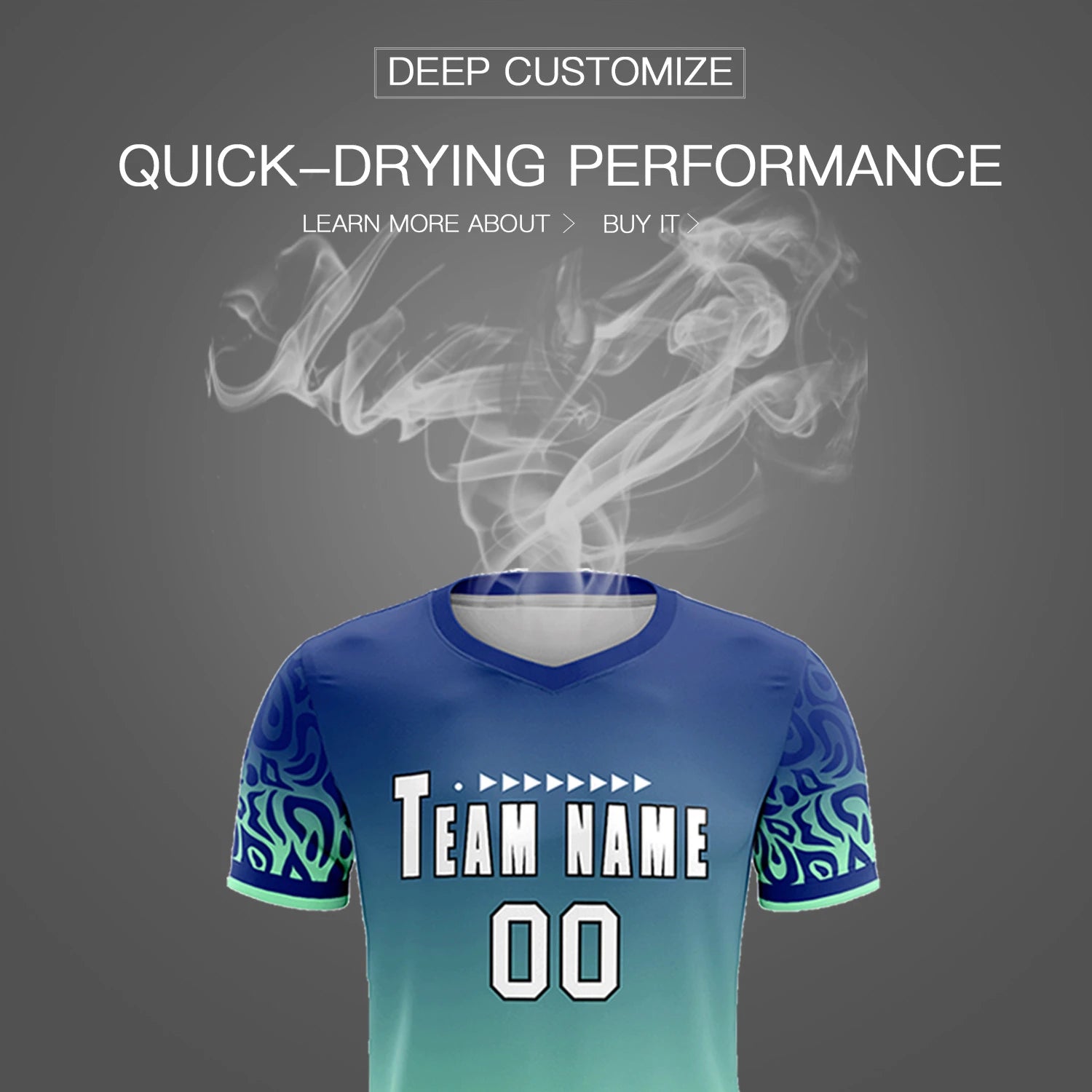 Custom Royal Blue Green Casual Printing Sportswear Soccer Sets Jersey