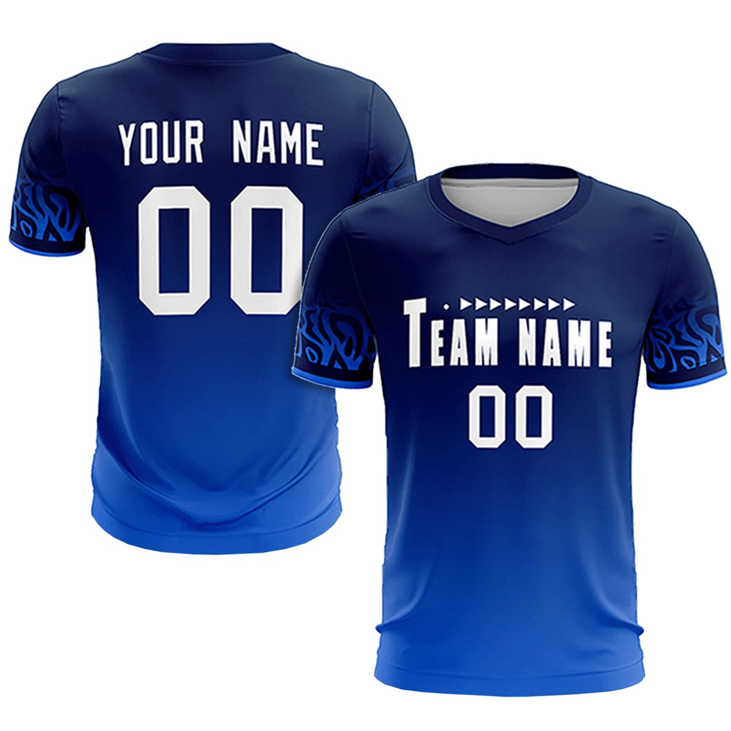 Custom Navy Royal Blue Casual Printing Sportswear Soccer Sets Jersey