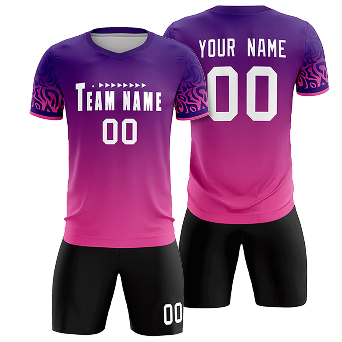 Custom Purple Pink Casual Printing Sportswear Soccer Sets Jersey