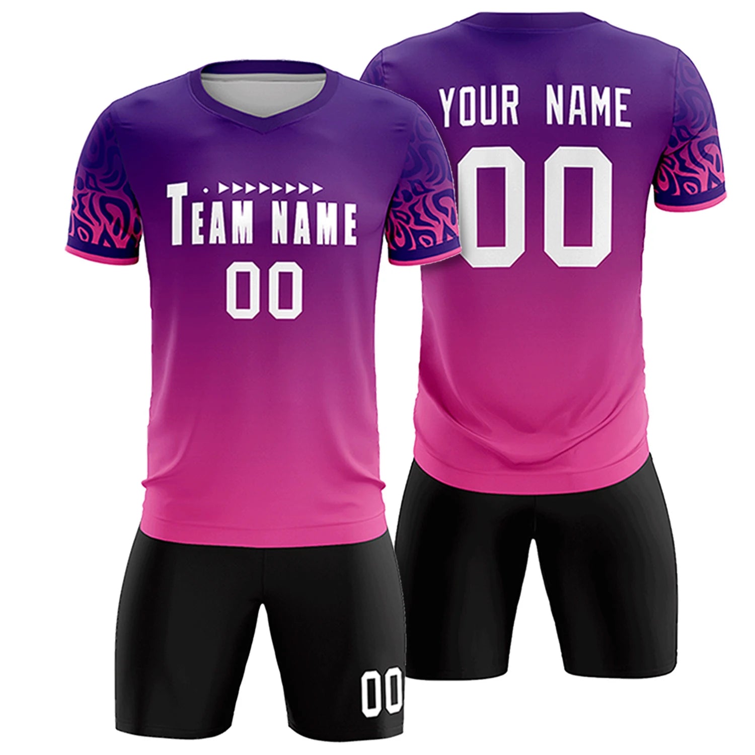 Custom Purple Pink Casual Printing Sportswear Soccer Sets Jersey