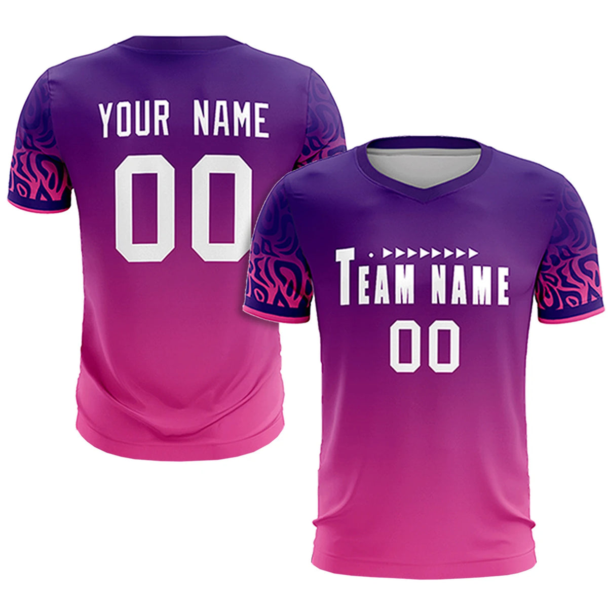 Custom Purple Pink Casual Printing Sportswear Soccer Sets Jersey