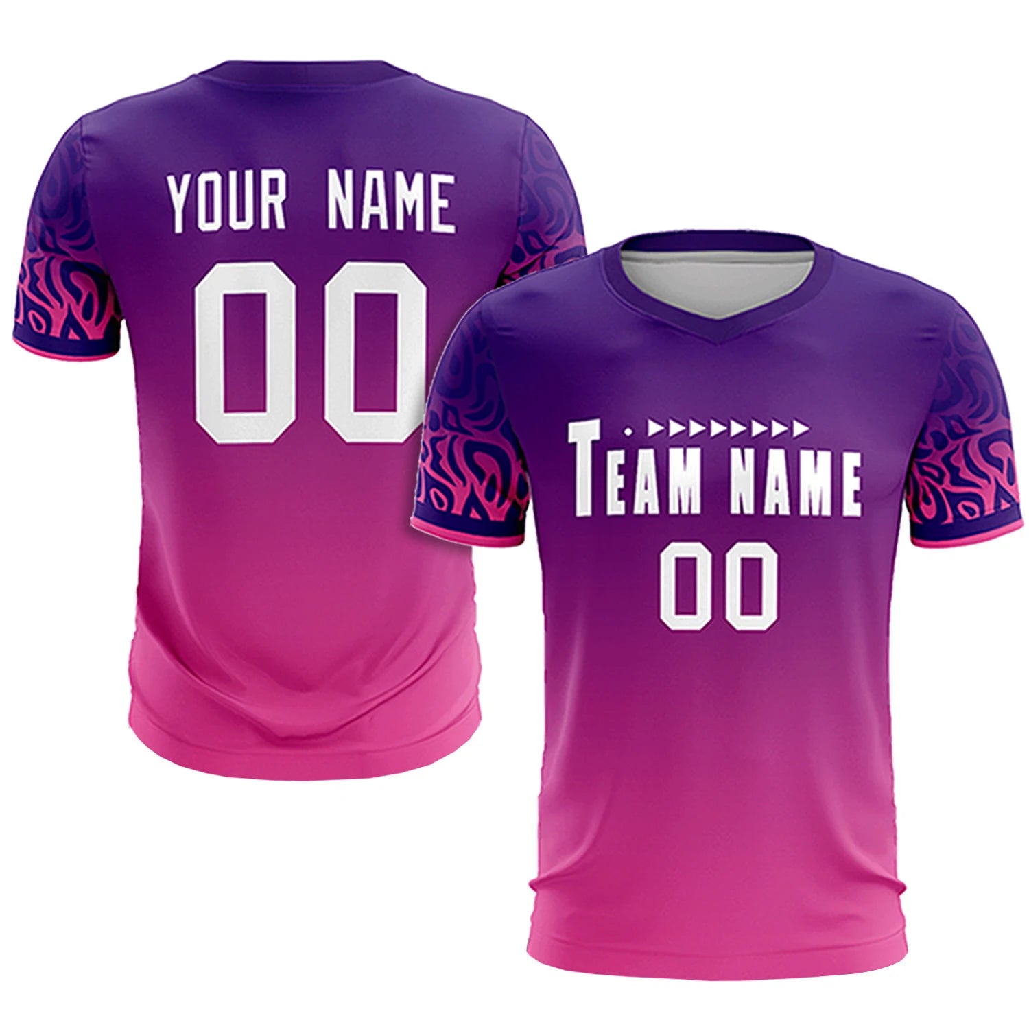 Custom Purple Pink Casual Printing Sportswear Soccer Sets Jersey