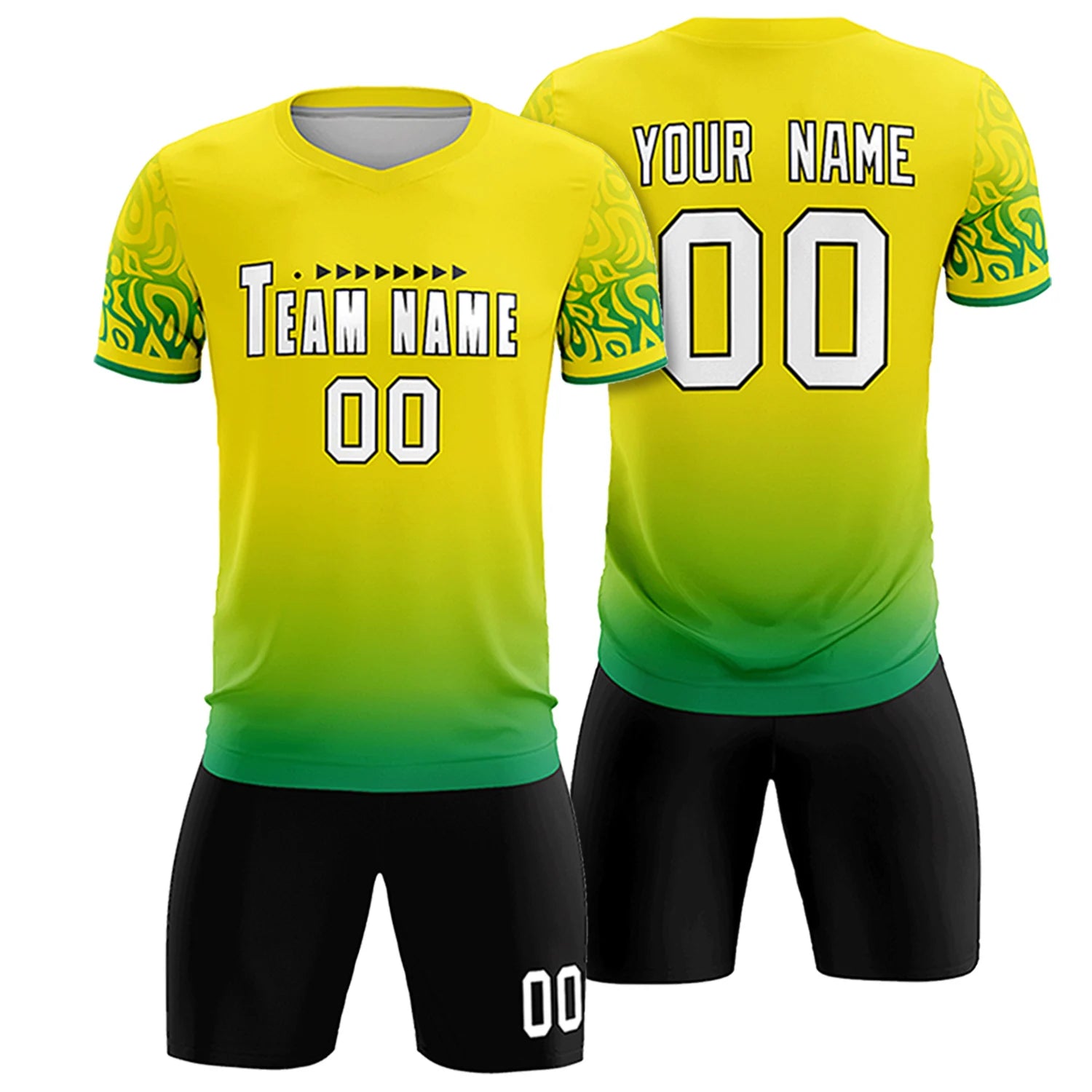 Custom Gold01 Kelly Green Casual Printing Sportswear Soccer Sets Jersey