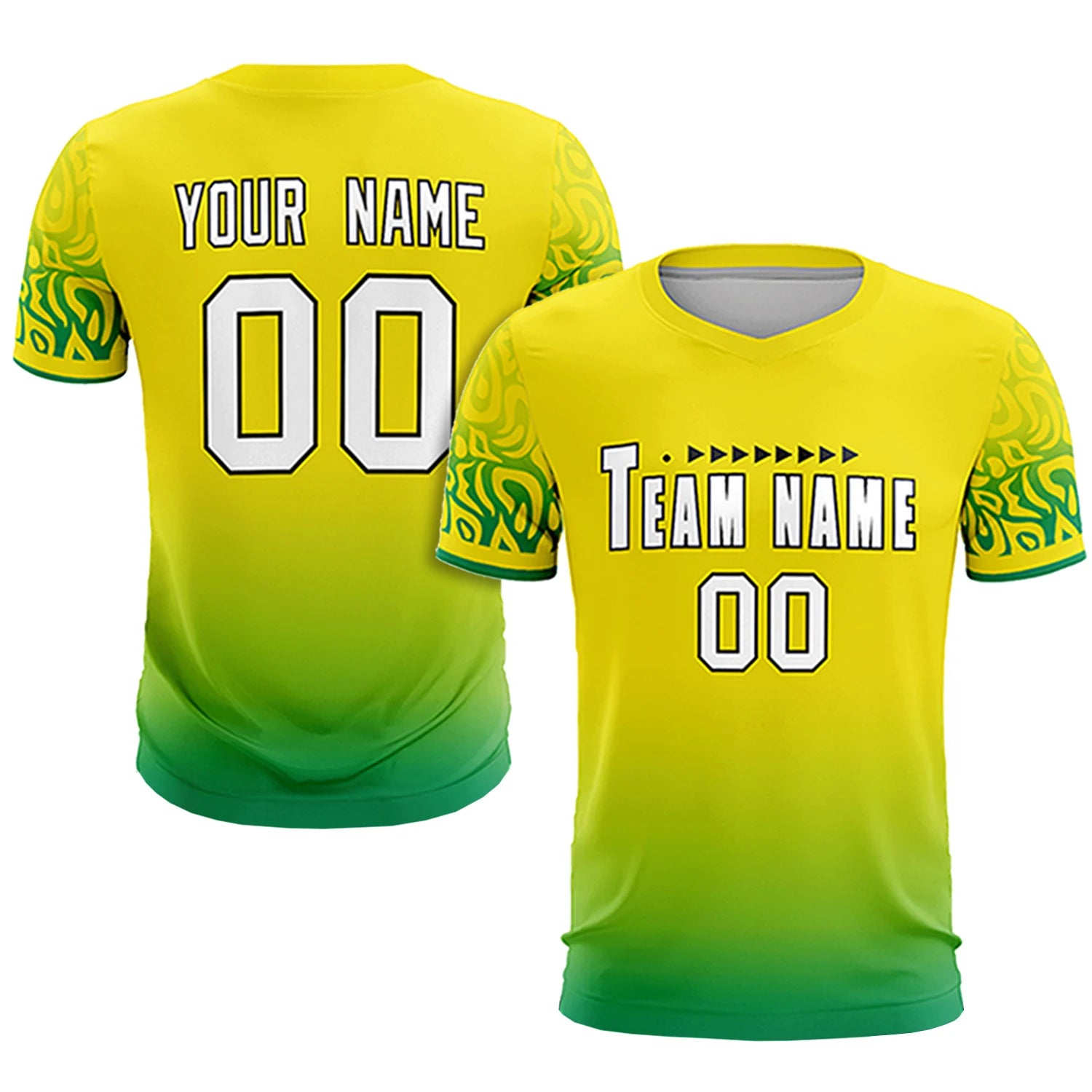 Custom Gold01 Kelly Green Casual Printing Sportswear Soccer Sets Jersey