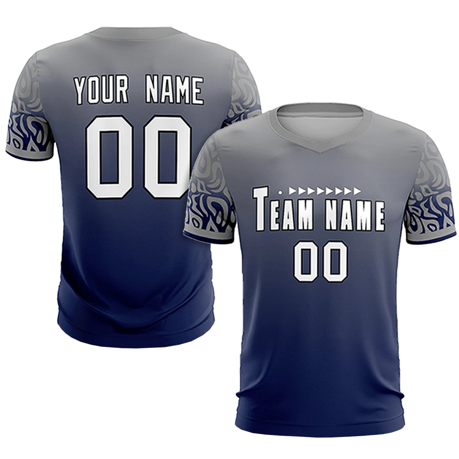 Custom Gray Navy Casual Printing Sportswear Soccer Sets Jersey