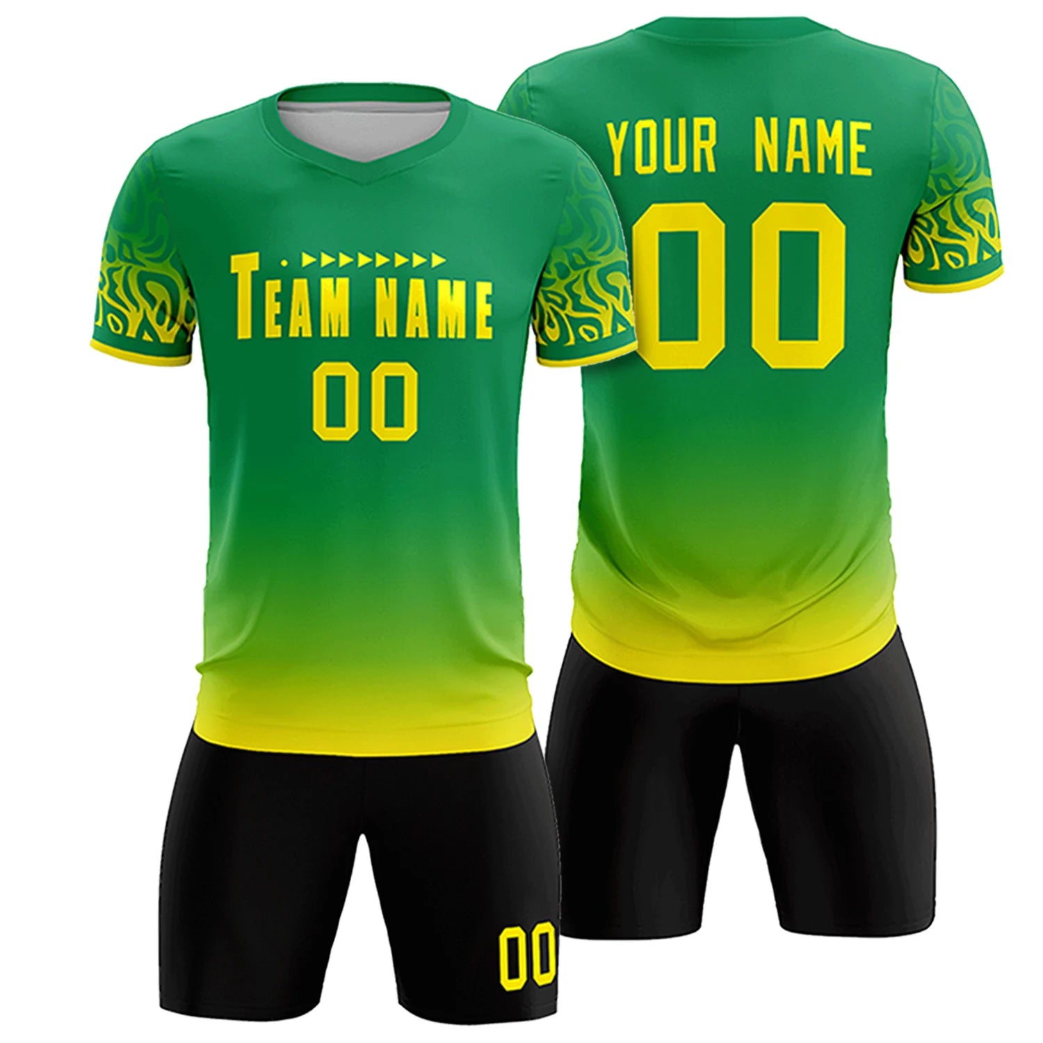 Custom Kelly Green Gold01 Casual Printing Sportswear Soccer Sets Jersey