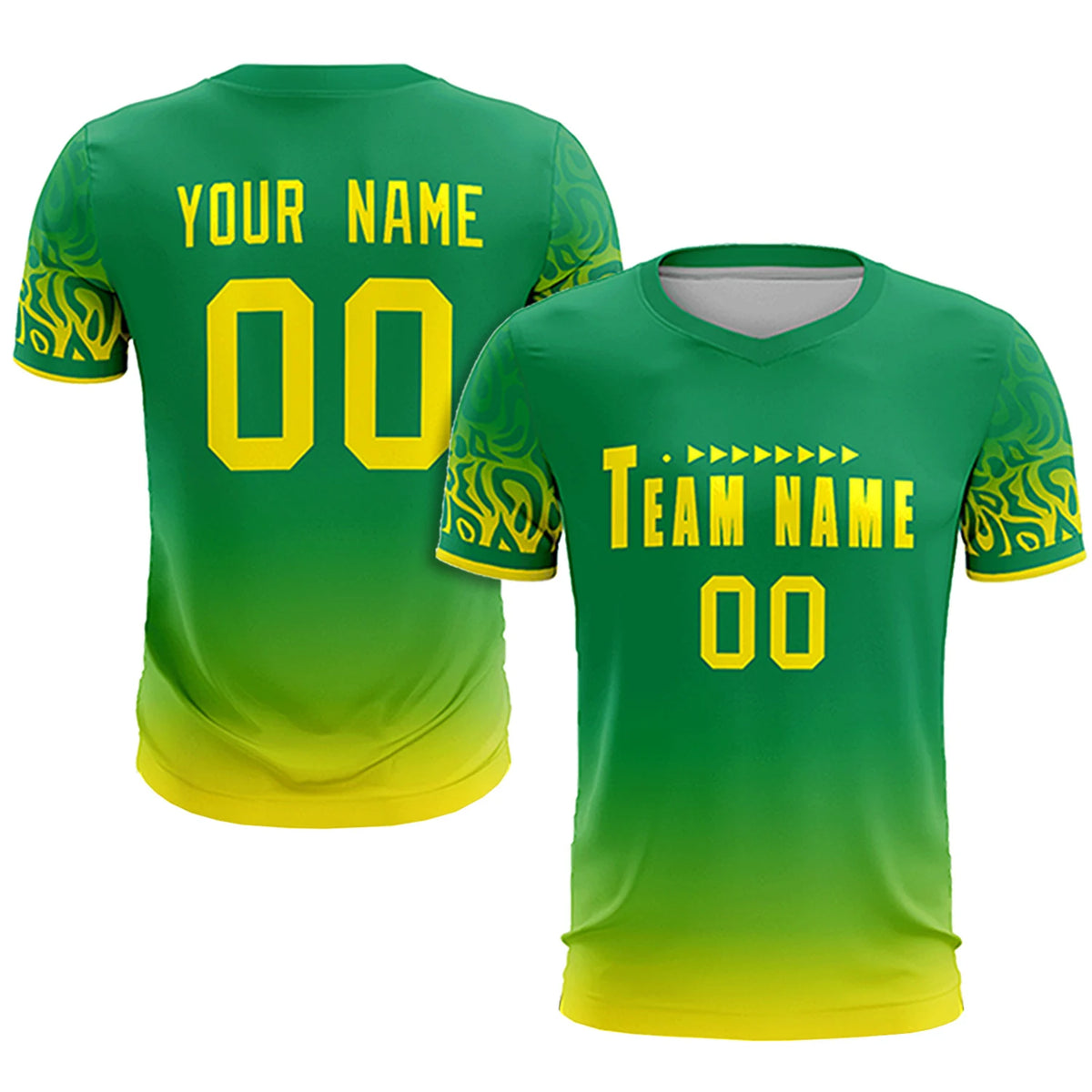 Custom Kelly Green Gold01 Casual Printing Sportswear Soccer Sets Jersey