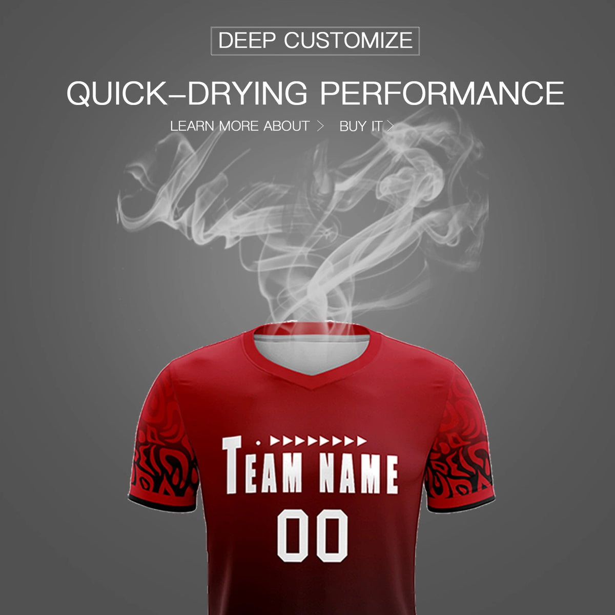 Custom Red Black Casual Printing Sportswear Soccer Sets Jersey
