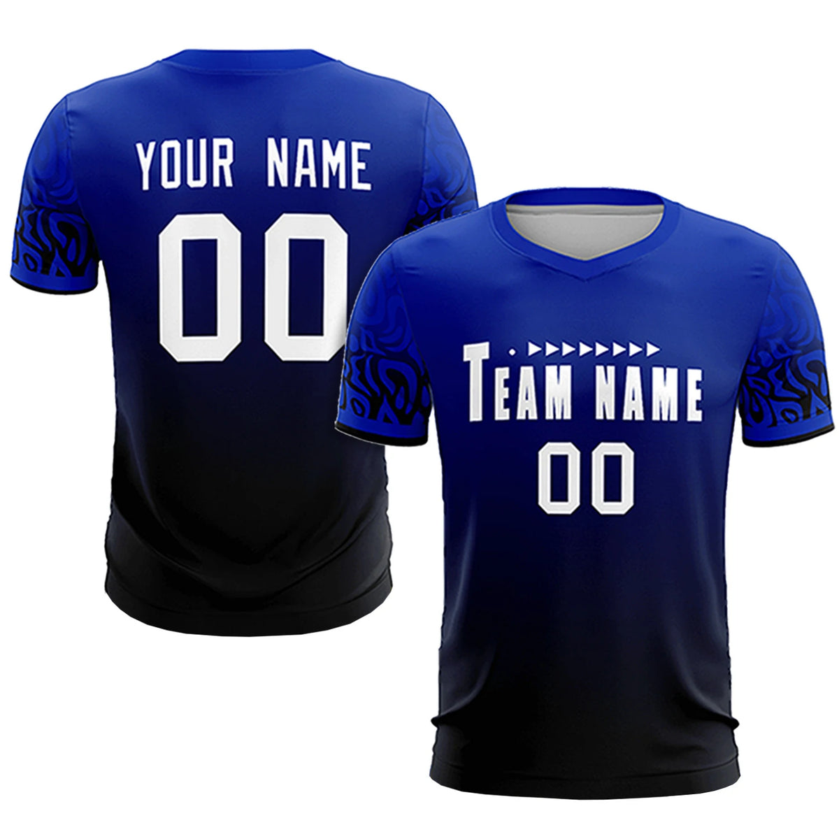 Custom Royal Blue Black Casual Printing Sportswear Soccer Sets Jersey