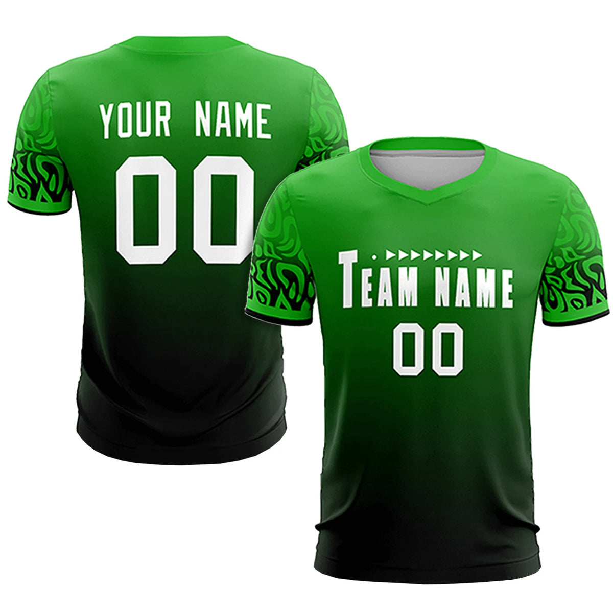 Custom Kelly Green Black Casual Printing Sportswear Soccer Sets Jersey