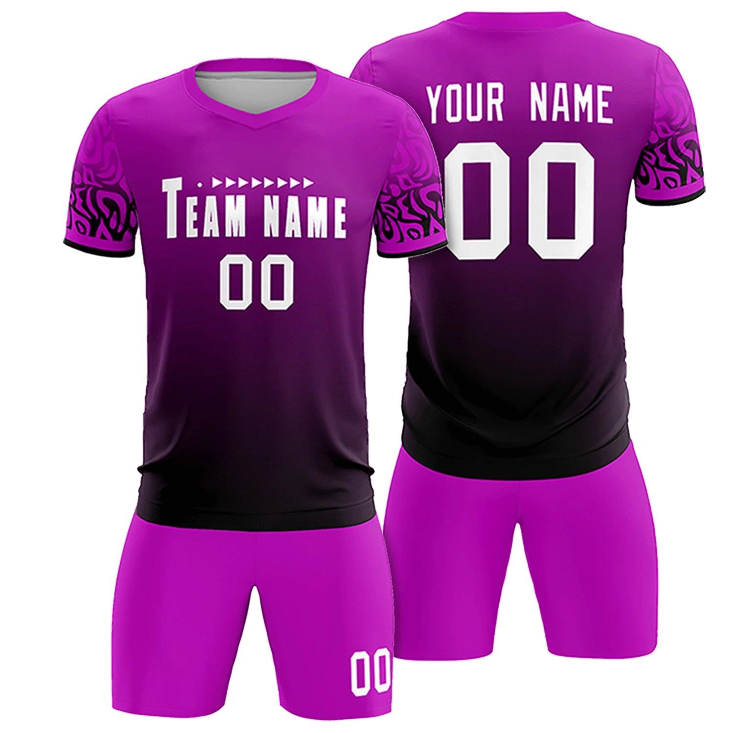 Custom Pink Black Casual Printing Sportswear Soccer Sets Jersey