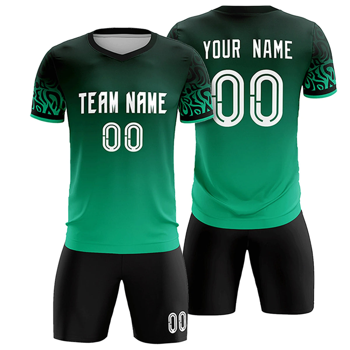 Custom Green Kelly Green Casual Printing Sportswear Soccer Sets Jersey