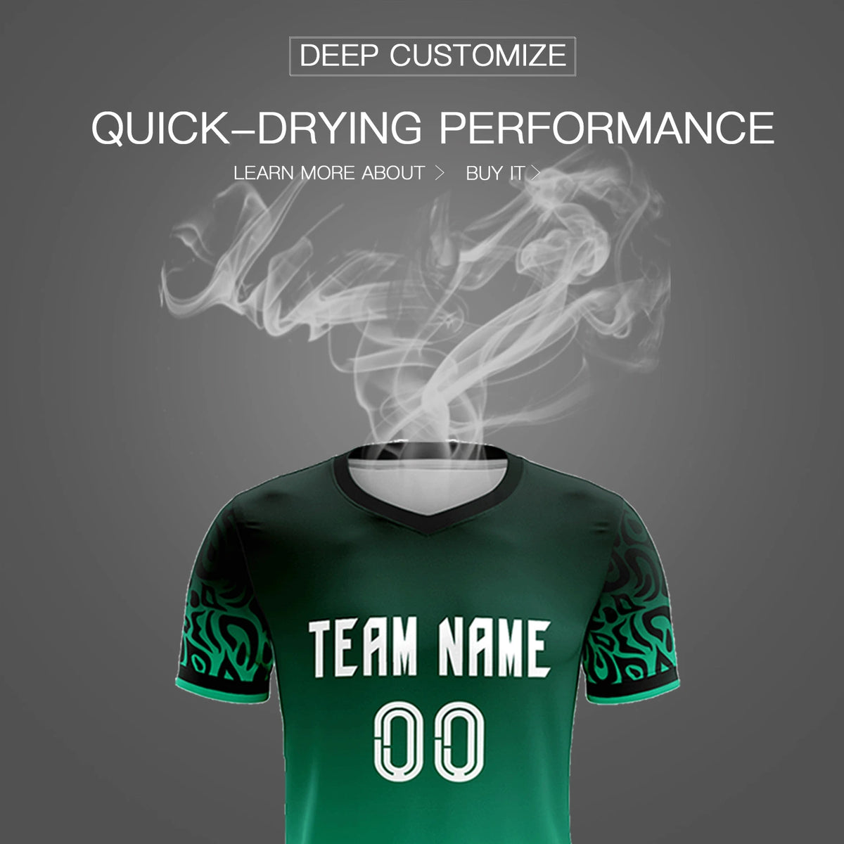 Custom Green Kelly Green Casual Printing Sportswear Soccer Sets Jersey