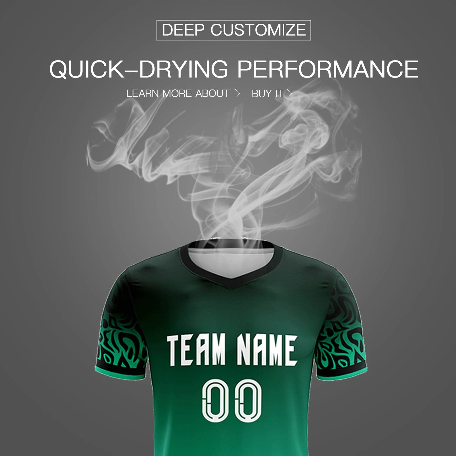 Custom Green Kelly Green Casual Printing Sportswear Soccer Sets Jersey