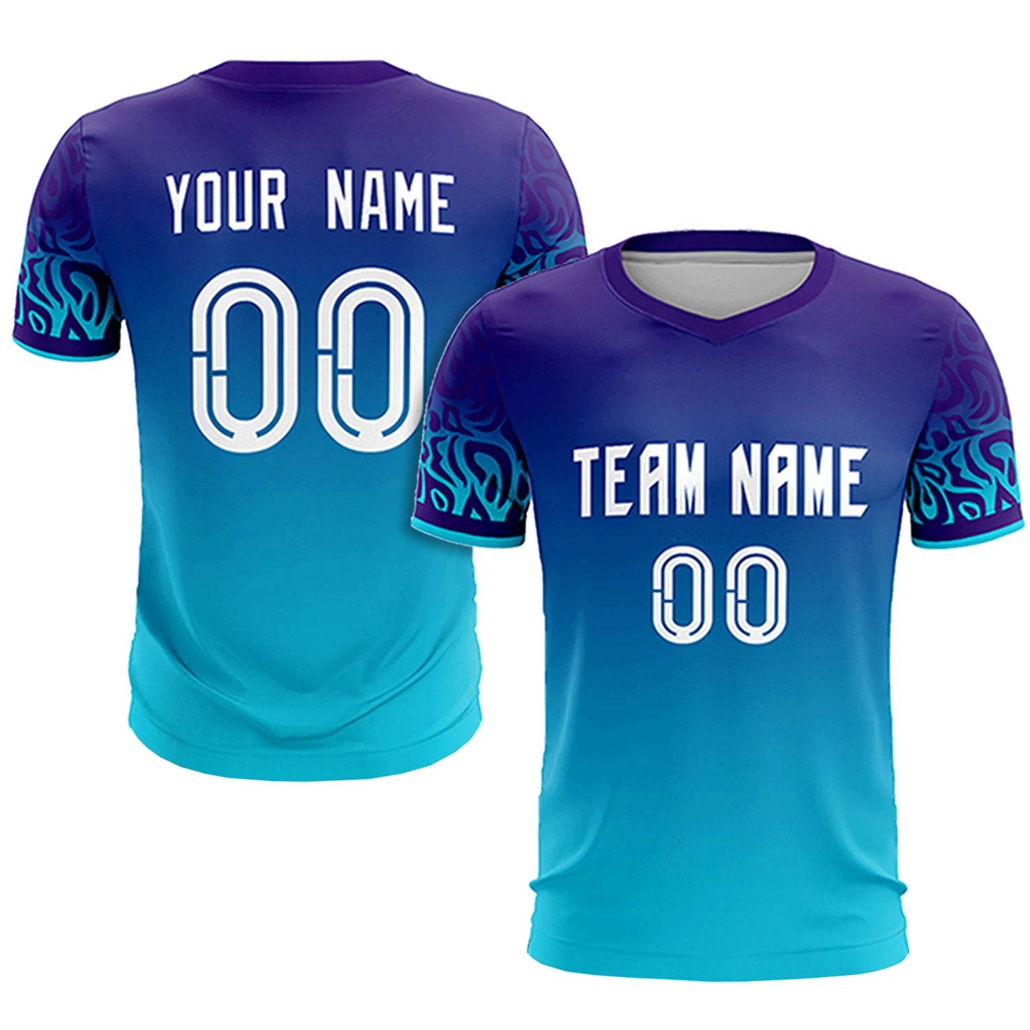Custom Purple Powder Blue Casual Printing Sportswear Soccer Sets Jersey