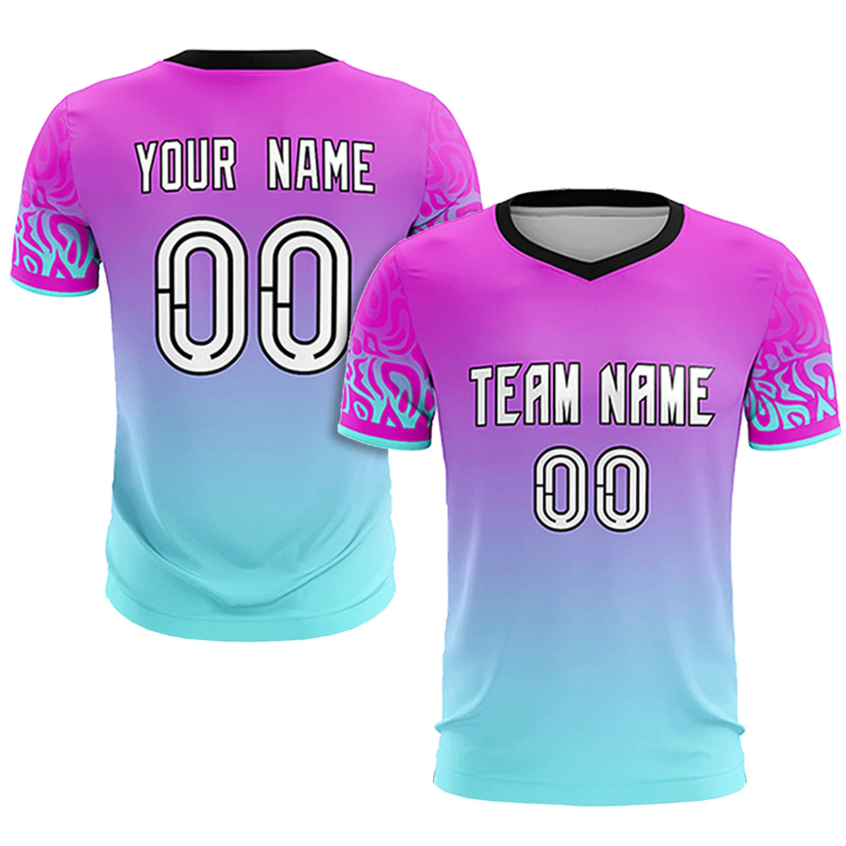 Custom Pink Blue Casual Printing Sportswear Soccer Sets Jersey
