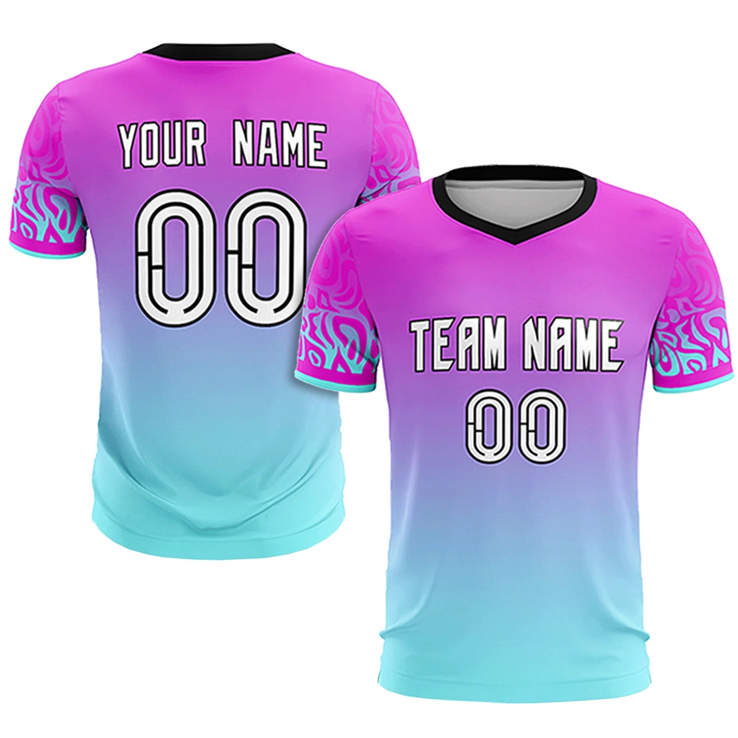 Custom Pink Blue Casual Printing Sportswear Soccer Sets Jersey