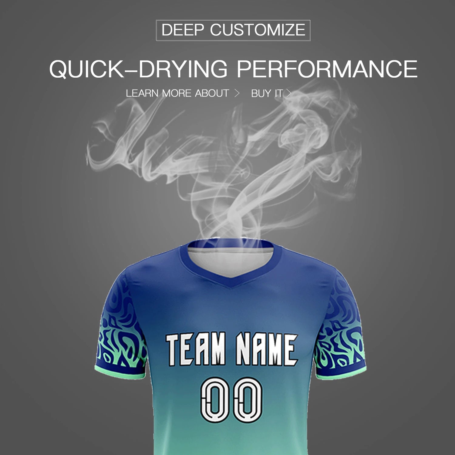 Custom Royal Blue Green Casual Printing Sportswear Soccer Sets Jersey