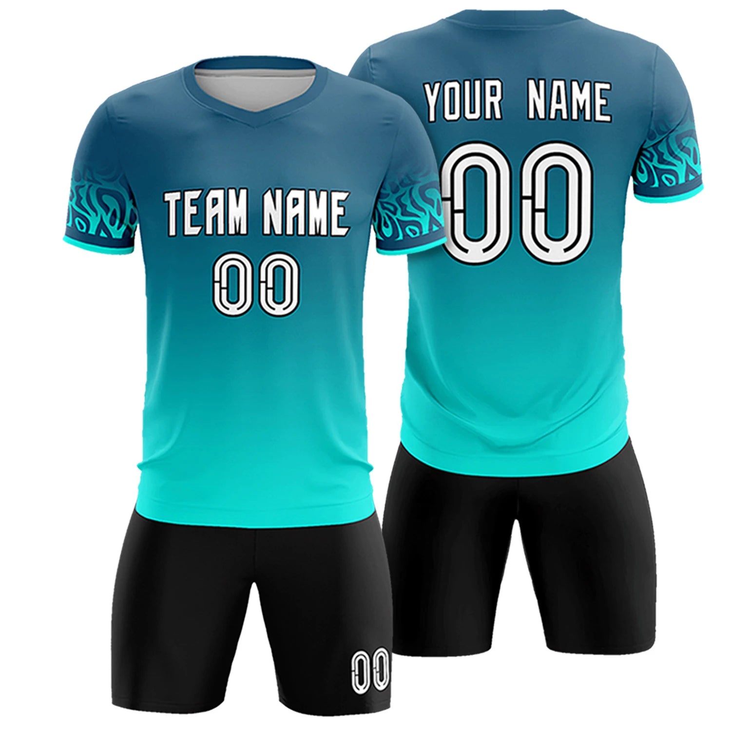 Custom Midnight Blue Sky Blue Casual Printing Sportswear Soccer Sets Jersey