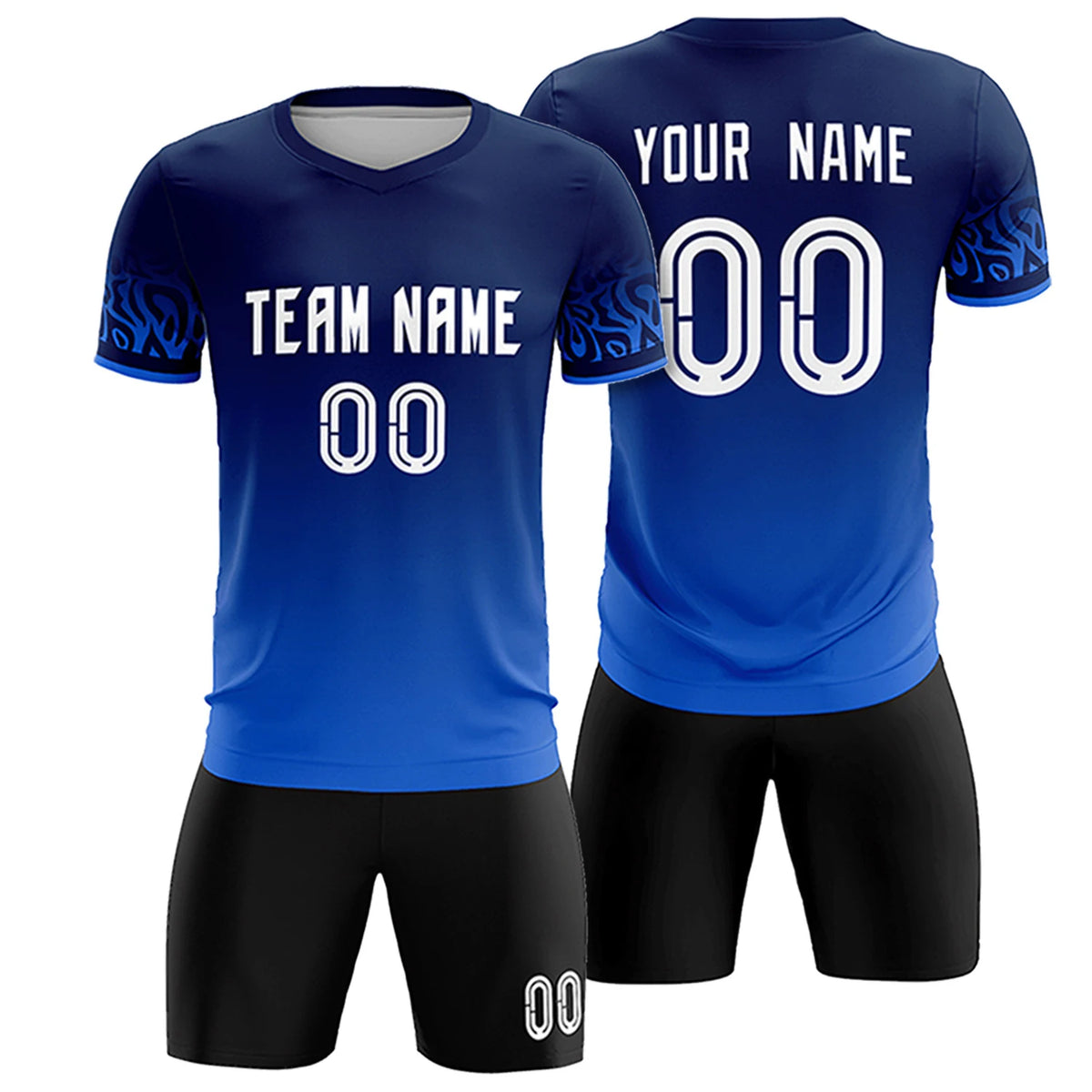 Custom Navy Royal Blue Casual Printing Sportswear Soccer Sets Jersey